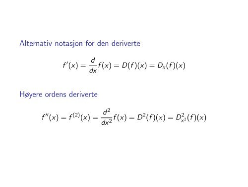 Den deriverte til en funksjon