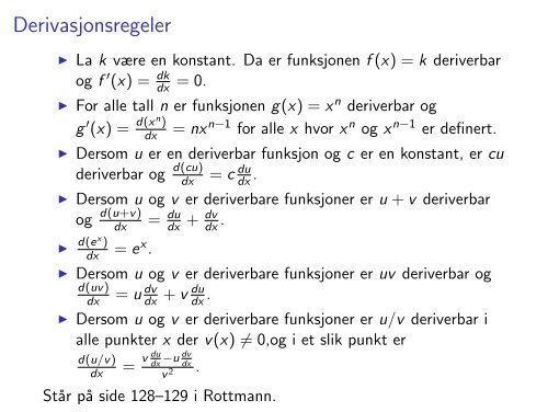 Den deriverte til en funksjon