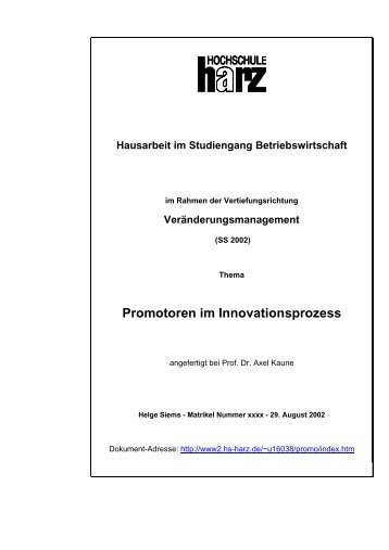 Promotoren im Innovationsprozess - Helge Siems