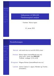 Velkommen til MA1103 Flerdimensjonal analyse Kursinformasjon