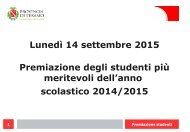 La Provincia di Teramo premia gli studenti più meritevoli dell'a.s. 2014/2015