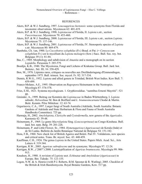 Nomenclatural Overview of Lepiotaceous Fungi (Agaricaceae ...