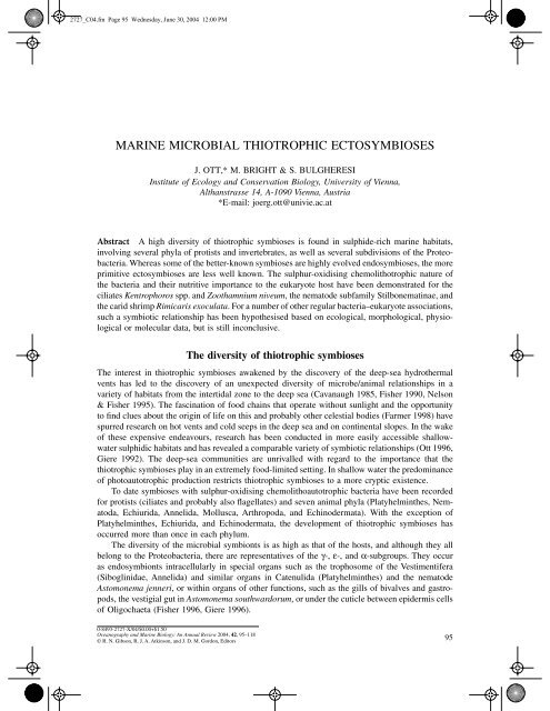 marine microbial thiotrophic ectosymbioses - HYDRA-Institute