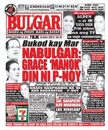 September 18, 2015 BULGAR: BOSES NG MASA, MATA NG BAYAN