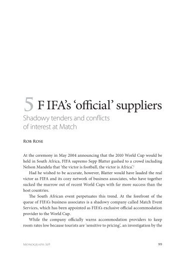 FIFA's 'Official' Suppliers: Shadowy Tenders and Conflicts of Interest ...