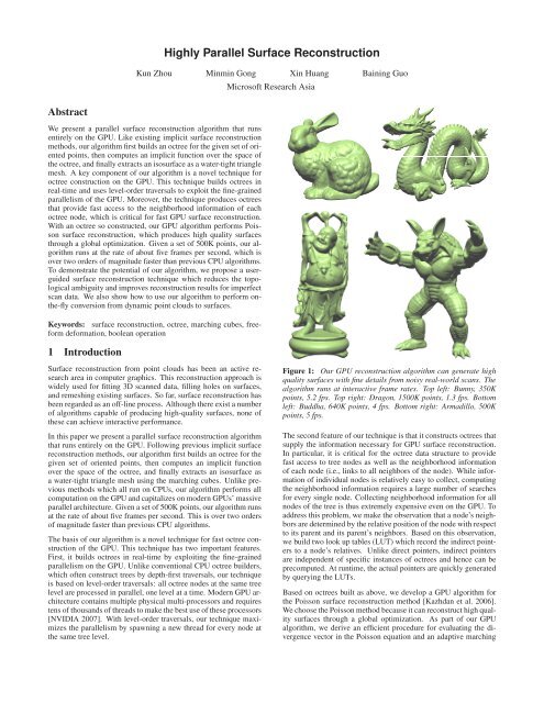Highly Parallel Surface Reconstruction - Kun Zhou