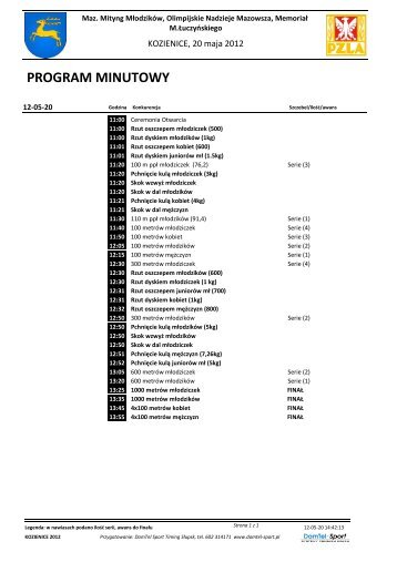 PROGRAM MINUTOWY