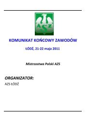 KOMUNIKAT KOŃCOWY ZAWODÓW ORGANIZATOR