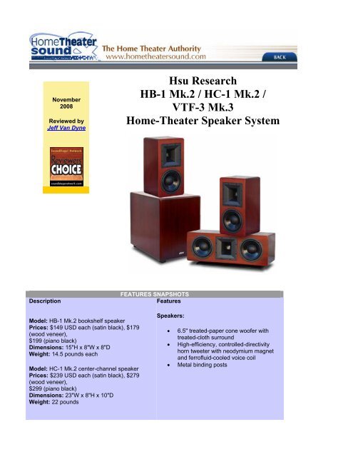 Hsu Research Hb 1 Mk 2 Hc 1 Mk 2 Vtf 3 Mk 3 Home Theater