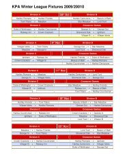 KPA Winter League Fixtures 2009/20010