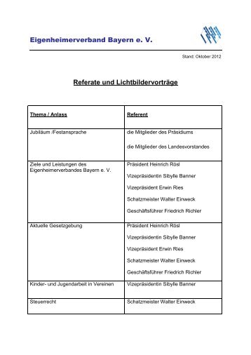 Referate und Lichtbildervorträge - Siedlerschaft Kieferngarten eV