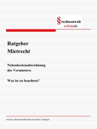 Ratgeber Mietrecht Nebenkostenabrechnung des Vermieters