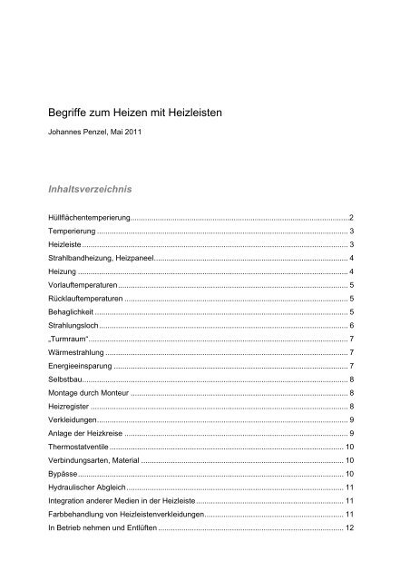 Begriffe zum Heizen mit Heizleisten - radia-therm