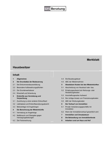 Merkblatt: Hausbesitzer PDF - GFS-Beratung