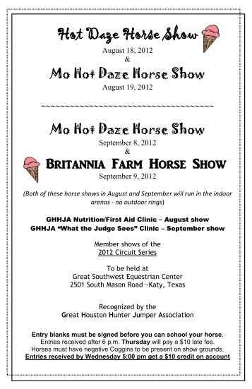 Hot Daze Horse Show