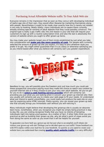 Purchasing Actual Affordable Website traffic To Your Adult Web site