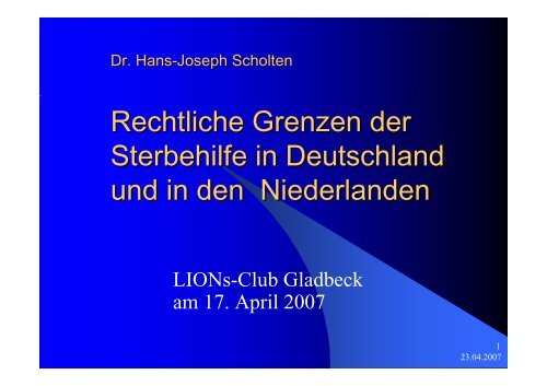 Rechtliche Grenzen der Sterbehilfe in Deutschland und in den Niederlanden