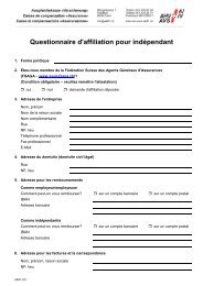 Questionnaire d'affiliation pour indépendant