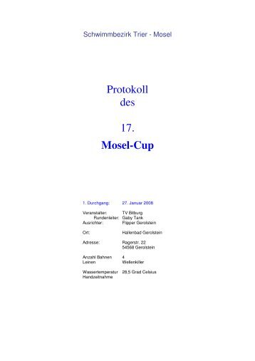 Protokoll des 17 Mosel-Cup
