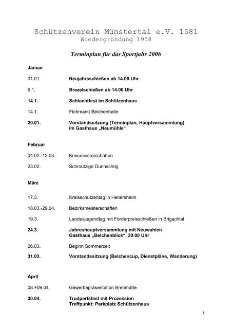 Schützenverein Münstertal e.V 1581