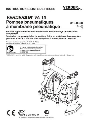VERDER VA 10 Pompes pneumatiques à membrane pneumatique