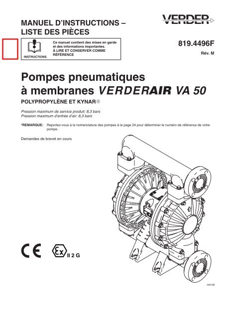 Pompes pneumatiques à membranes V E R D E R  VA 50