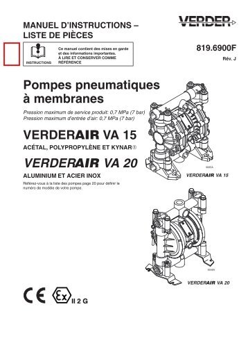 Pompes pneumatiques à membranes VERDER VA 15 VERDER VA 20