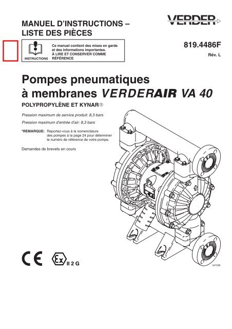 Pompes pneumatiques à membranes V E R D E R  VA 40