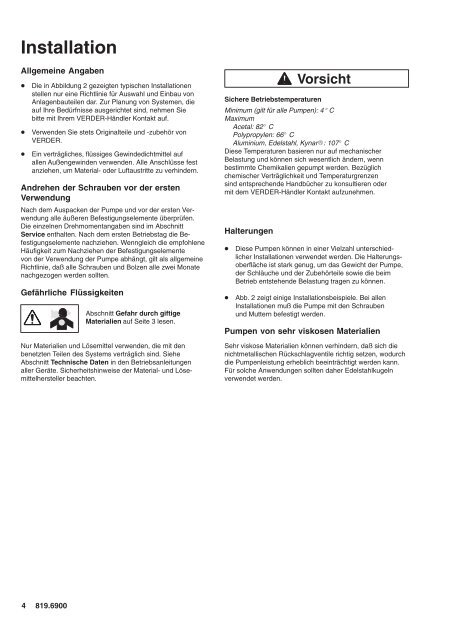 Druckluft-Membranpumpen VERDER VA 15 VERDER VA 20