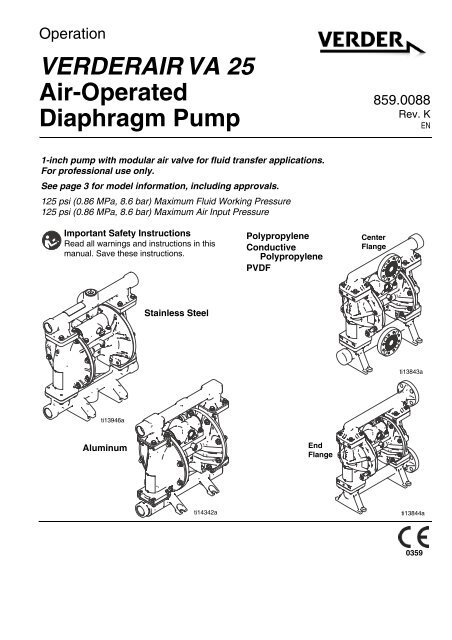 VERDERAIR VA 25 Air-Operated Diaphragm Pump