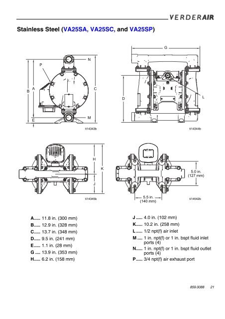 VERDERAIR VA 25 Air-Operated Diaphragm Pump