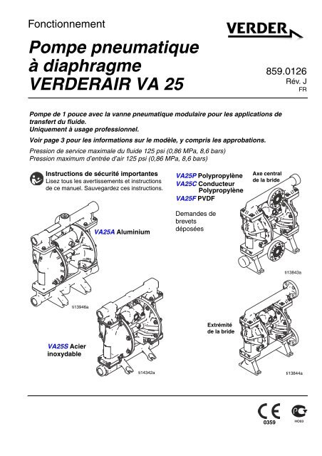 Pompe pneumatique à diaphragme VERDERAIR VA 25