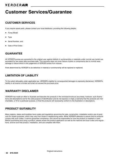 V E R D E R  VA 40 Air-Operated Diaphragm Pumps