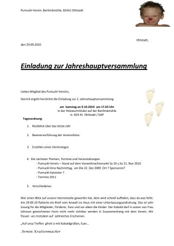 Einladung zur Jahreshauptversammlung