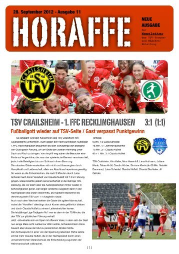 Hält TSV-Glückssträhne an? Crailsheim reist ins ... - TSV Crailsheim