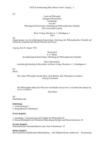 [1] Lenin als Philosoph Inaugural-Dissertation Genehmigt Von der ...