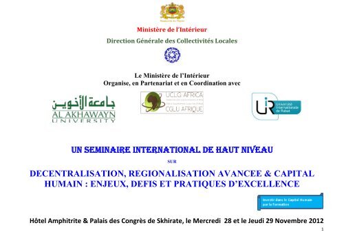 UN SEMINAIRE INTERNATIONAL DE HAUT NIVEAU ... - EPSA 2011