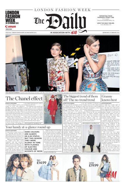 LONDON FASHION WEEK The Chanel effect