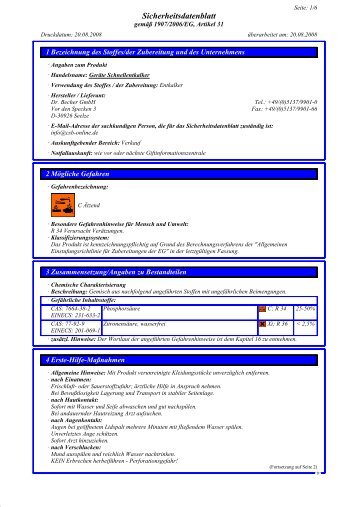 Sicherheitsdatenblatt - Prohoga