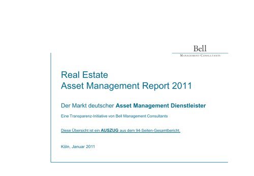 Asset Management Dienstleister - Bell Management Consultants