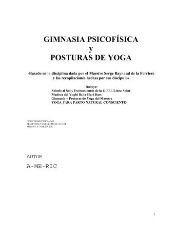 GIMNASIA PSICOFÍSICA y POSTURAS DE YOGA