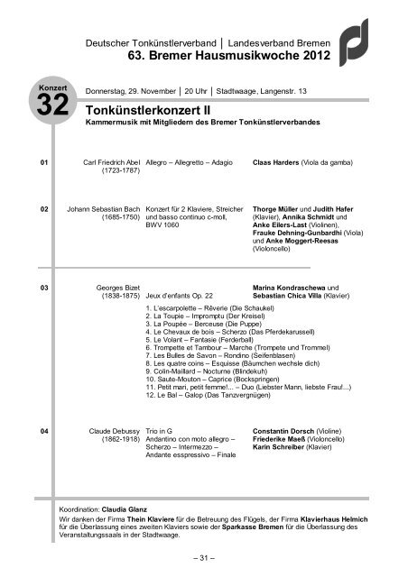 63. Bremer Hausmusikwoche 2012 - Deutscher Tonkünstlerverband ...
