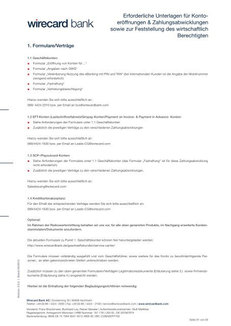 Erforderliche Unterlagen Fur Kontoeroffnungen Wirecard Bank