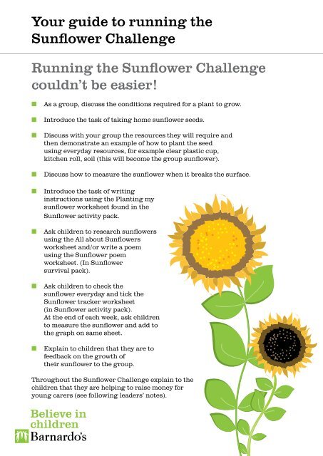 The Get up and Go Sunflower Challenge activity pack