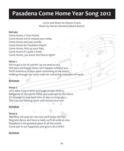 Come Home Year Booklet - Town of Pasadena