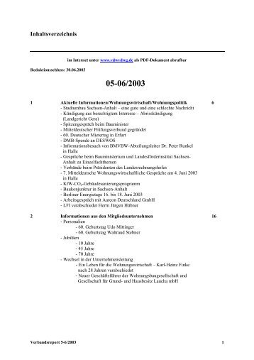 05-06/2003 - Verband der Wohnungswirtschaft Sachsen-Anhalt e.V.