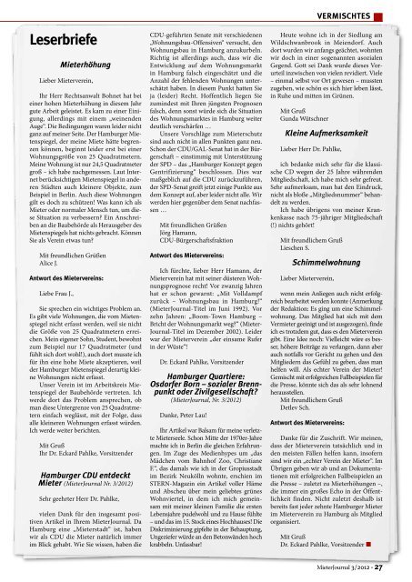 MieterJournal 3/2012 - Mieterverein zu Hamburg