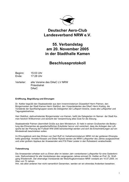 TOP 1 - Deutscher Aero Club Landesverband Nordrhein Westfalen ...