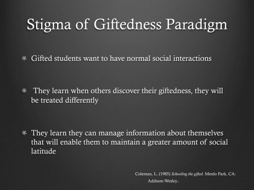 Coping with the Stigma of Giftedness