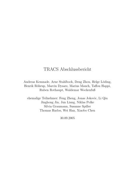 TRACS Abschlussbericht - Informatik - Universität Bremen